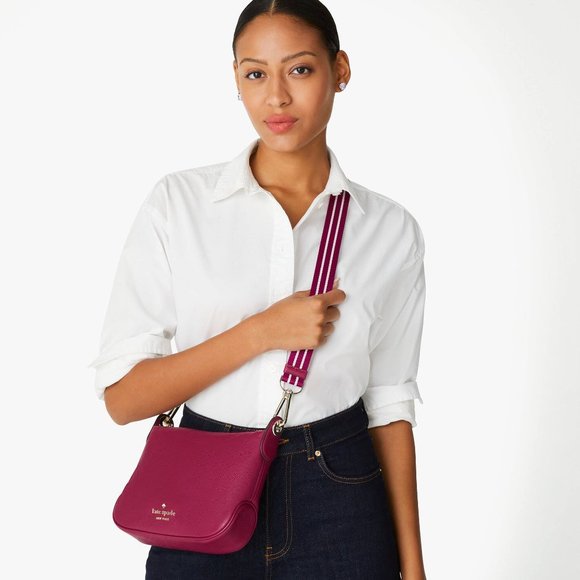 New Kate Spade Rosie Small Crossbody Pebbled Leather Dark Raspberry - Picture 2 of 5